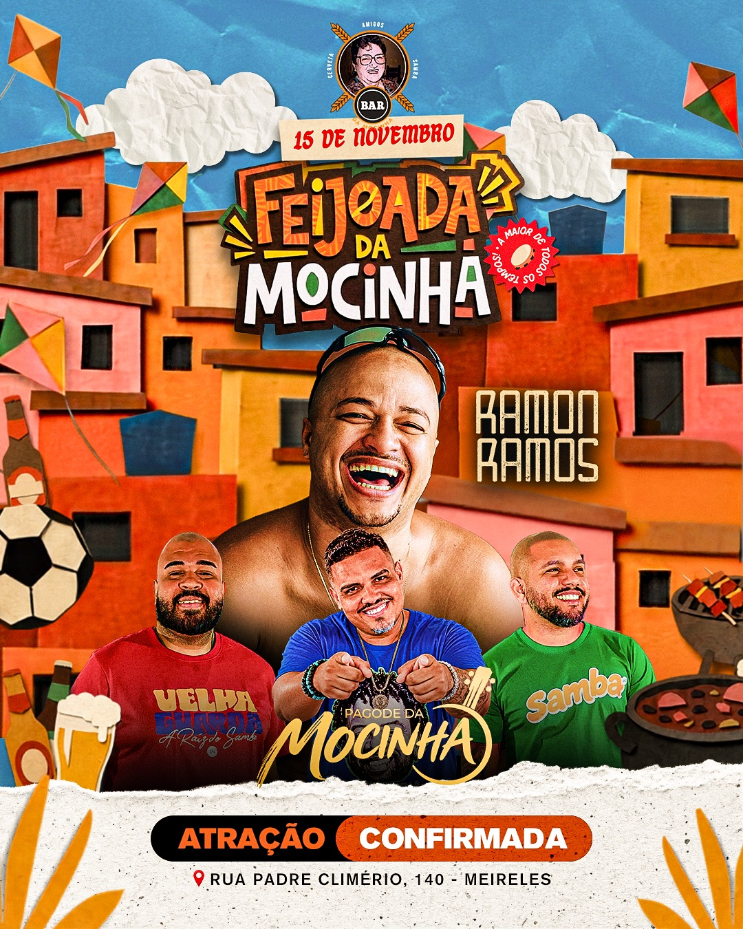 Banner oficial da Feijoada da Mocinha com Ramon Ramos e Pagode da Mocinha