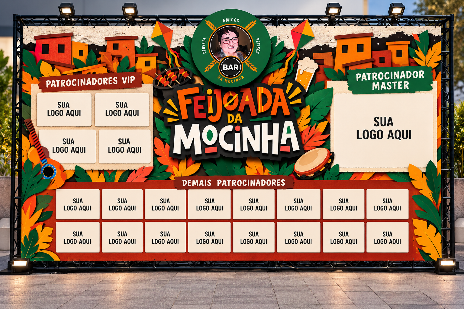 Exemplo ilustrativo de backdrop para patrocinadores